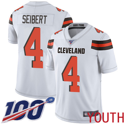 Cleveland Browns Austin Seibert Youth White Limited Jersey #4 NFL Football Road 100th Season Vapor Untouchable